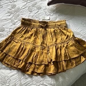 Aerie Mustard Ruffle Mini Skirt